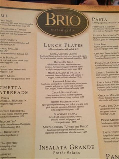 Host your next party. . Brio italian grille cherokee menu